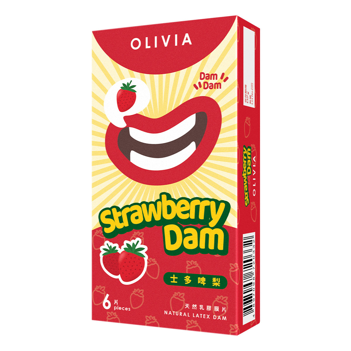 奧莉維亞 士多啤梨香味 6 片天然乳膠膜片